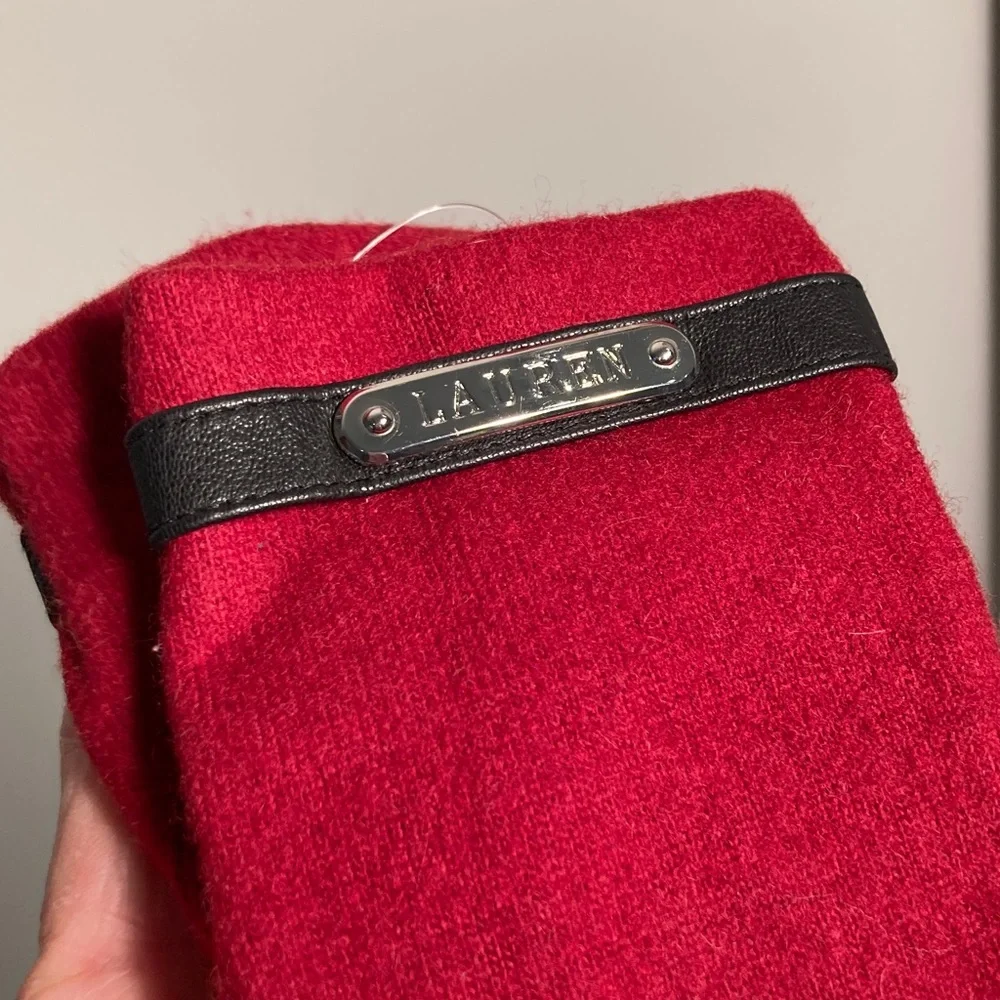 Lauren R Lauren wool cashmere blend Gloves with Black Accent brand M